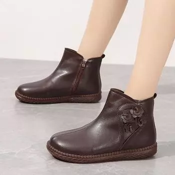 2024 Горячая Распродажа Новые Зимние Удобные Женские Ботильоны Водонепроницаемые Повседневные Короткие Ботинки Женские Плоские Плюшевые Теплые Zapatos 35 чёрный