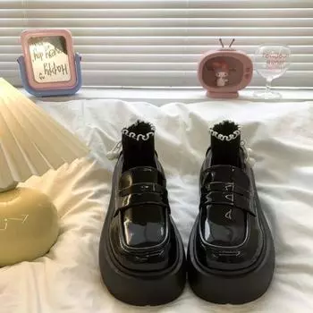 2024 Горячая Распродажа Высокие Каблуки Лоферы Женская Обувь Ретро Туфли На Массивном Каблуке Женская Униформа Туфли На Платформе Для Колледжа Дамы 35