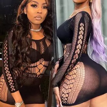 2024 Горячие классические стили женское цельное облегающее платье женская эротическая сетчатая прозрачная короткая юбка женская сексуальная юбка-сетка для рыбалки XS