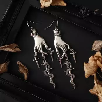 2024 Готические серьги с подвесками в виде змеи, серьги со змеиным мечом, готика, викинги, ведьма, средневековье, викинги, бохо 1