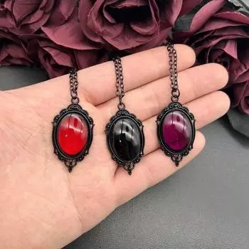 2024 Готическое Ожерелье с тиснением вампира для мужчин и женщин Злой Кристалл Мода Ведьма Ювелирные Изделия Подарок Тайна Кристалл Кулон Колье 2023 1