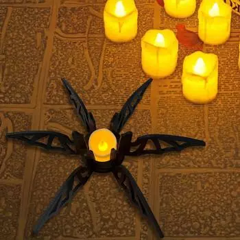 2024 Halloween Bat Candlestick Table Wooden Candlestick Black Bat Decorative Desktop Ornament чёрный