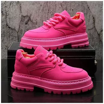 2024 Высококачественные мужские розовые туфли, дышащие, удобные, плоские туфли, повседневные кроссовки для ходьбы, мужская модная обувь 38 розовый