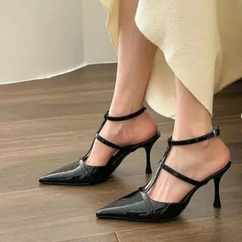 2024 Высококачественная женская обувь Slingbacks Женские туфли на высоком каблуке Модные однотонные туфли-лодочки для вечеринок Женские сексуальные туфли с острым носком на высоком каблуке Zapatos 35 бежевый