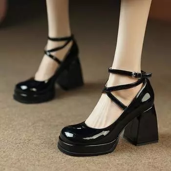 2024 High Quality Women s Shoes Spring and Autumn Fashion Solid Color Round Toe One-line Buckle Women s Super High Heels 35 бежевый