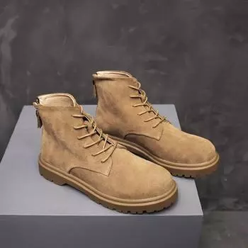 2024 High-Top British Martin Boots: Men’s Retro Cow Suede with Inner Height Increase and Thick Sole 42 коричневый