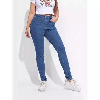 2024 Джинсы с высокой талией женские облегающие весна и осень новый стиль утягивающие облегающие брюки с короткими штанинами высокая эластичность 28 светло-синий