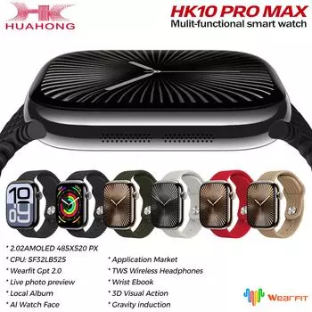 2024 HK10 Pro Max Smart Watch Series 10 для мужчин AMOLED Video Music 3D Menu Fitness Tracker Women Series Smartwatch для IOS Android