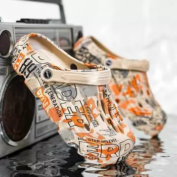 2024 летние мужские туфли с отверстиями, новые пляжные сандалии для отдыха на открытом воздухе, двойного назначения, большие размеры, мягкая подошва, тапочки-мешки для мужчин 41 хаки