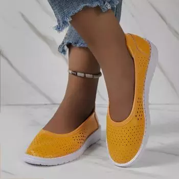 2024 Hollows Round Head Shallow Mouth Loafers Дышащие кроссовки Модные туфли на плоской подошве Большие размеры Обувь для женщин Tnis Feminino 44 35