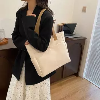2024 Холщовая сумка большой емкости для поездок на работу, женская сумка на одно плечо, сумка для студенческой работы, портативная композитная ткань