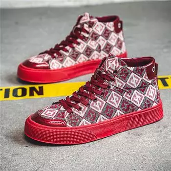 2024 Hot Red Vulcanize Sneakers Men Platform Men‘s Skateboarding Shoes Streetwear Canvas High top Shoes For Men Casual Sneakers 39