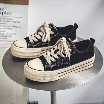 2024 Hot sale Classic Black Canvas Shoes Men Spring Summer Platform Canvas Sneakers Men Comfort Low-top Mens Vulcanized Shoes 39