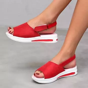 2024 Hot Sale Ladies Shoes Open Toe Women s Sandals Summer Rome Solid Outdoor Casual Low-heeled Comfortable Large Size Sandals 35 чёрный