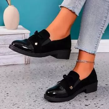 2024 Hot Sale Ladies Shoes Slip on Women s Pumps Autumn Round Toe Solid Butterfly-knot Platform Chunky Heels Rubber Work Pumps 36