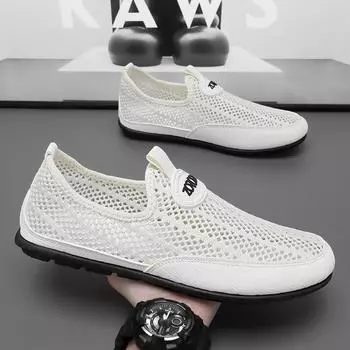 2024 Hot Sale Men Loafers Shoes Breathable Slip-On Men s Shoes Lightweight Flat Sneakers Men Walking Shoes Outdoor Mesh Footwear 39