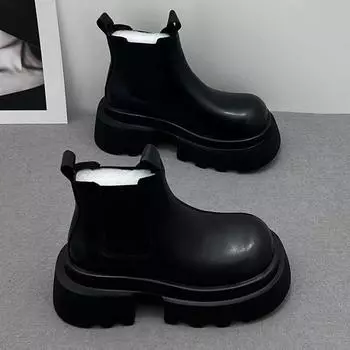 2024 Hot Sale New Wear Resistant Non-slip Autumn Winter Round Head Ladies Boots Fashion Outdoors Outdoors Women Shoes 35 чёрный