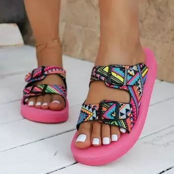 2024 Hot Sale Shoes Female Light Women s Slippers Casual Daily Slippers Women Mixed Colors Buckle Platform Flat Women s Shoes 36 розовый