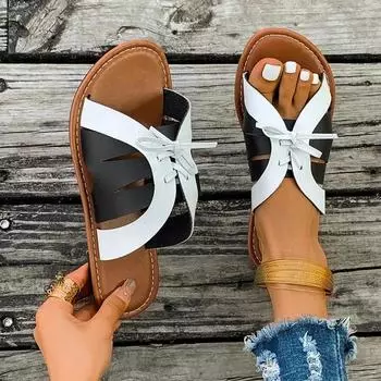 2024 Hot Sale Shoes for Women Open Toe Women s Slippers Summer Rome Mixed Colors Outdoor Casual Beach Large Size Slippers 36 белый