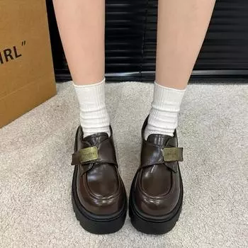 2024 hot sale women s shoes buckle strap Women s High heels Fashion round toe Office and Career new Metal decoration heels women 35 чёрный