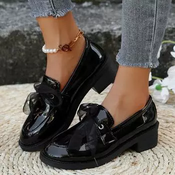 2024 Hot Sale Women s Shoes Plus Size Fashion Cross Lacing Office and Career High Quality Square Heel Shoes for Women Zapatos 36 чёрный