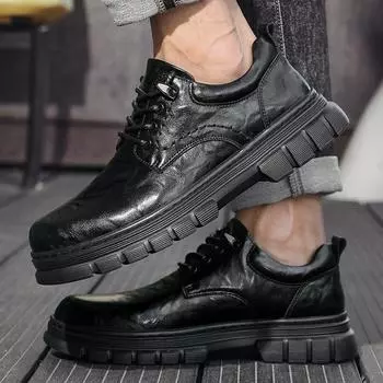 2024 hot-selling autumn and winter new Martin boots outdoor leisure leather tooling boots men s low-top tooling shoes 38 чёрный