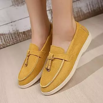 2024 Hot-selling New Fashion Solid Color Round-toe Women s Loafers Comfortable Outer Wear One-legged and Versatile Shallow Mouth 36