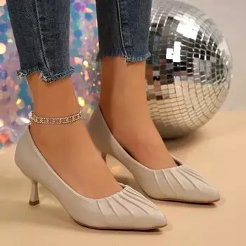 2024 Hot Selling Stiletto Women s High Heels Classic Pointed Toe Formal Shoes Dress Party Party High Heels Wedding Work Office 34 бежевый