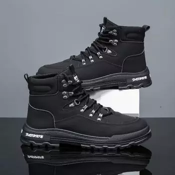 2024 Internet celebrity popular men s Martin boots autumn high top nothing retro green fur short boots thick bottom tooling 39