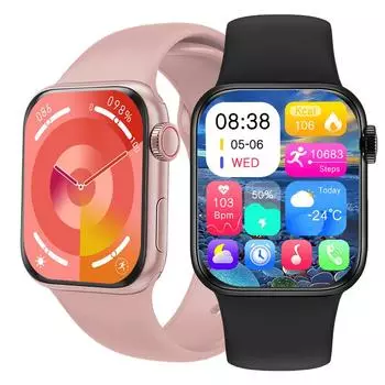 2024 IWO Series 9 Смарт-часы NFC Водонепроницаемые часы сердечного ритма Мужчины Женщины Спортивный фитнес-трекер Smartwatch wach9 Silicone band чёрный