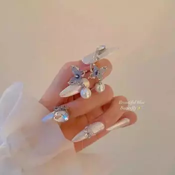 2024 Элегантные серьги-кисточки с синим жемчугом-бабочкой: Элитная, легкая роскошь для женщин