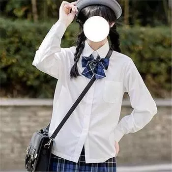 2024 JK Style Women s Square Neck Long Sleeve White Shirt - Classic College Uniform for Spring/Autumn XL