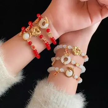 2024 Китайский дракон зодиак браслет бусины декор Новый год дракон браслет эластичный H