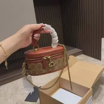 2024 Классическая ретро-сумка Trali 17 Box Crossbody Chain Bag - Европейский и американский стиль коричневый