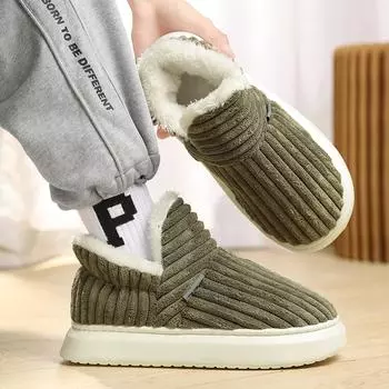 2024 классические мужские модные зимние ботинки, легкие и удобные большие хлопковые туфли, мужская обувь для пожилых людей, теплая обувь на открытом воздухе 38 чёрный