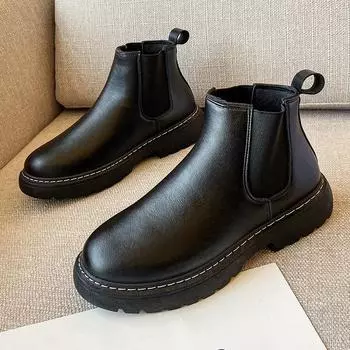 2024 Классические мужские высокие ботинки Martin, кожаные рабочие ботинки средней высоты в британском стиле с теплым бархатом 40