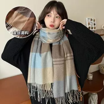 2024 Клетчатый искусственный кашемировый шарф для женщин, зимний шарф высокого класса 200x70cm