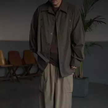 2024 Комбинезон с длинным рукавом, рубашка в японском стиле в гонконгском стиле, свободная рубашка для мальчиков, летнее модное универсальное повседневное пальто M абрикосовый