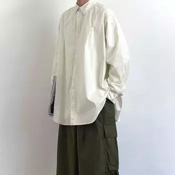 2024 Комбинезон с длинным рукавом, рубашка в японском стиле в гонконгском стиле, свободная рубашка для мальчиков, летнее модное универсальное повседневное пальто M абрикосовый