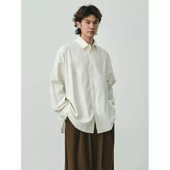 2024 Комбинезон с длинным рукавом, рубашка в японском стиле в гонконгском стиле, свободная рубашка для мальчиков, летнее модное универсальное повседневное пальто M абрикосовый