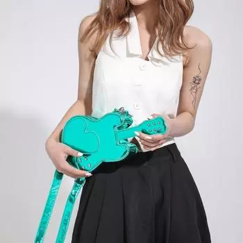 2024 контрастный цвет PU модная персонализированная в форме скрипки милая женская сумка сумка через плечо сумка-мессенджер портативная женская сумка золотой