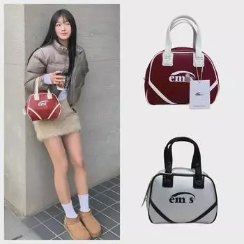 2024 Корейская модная универсальная женская сумка-боулинг EmIs серебряный