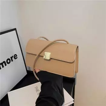 2024 корейская версия текстурированной небольшой квадратной сумки женская простая универсальная сумка для поездок на работу подмышкой сумка через плечо с нишевым дизайном чёрный