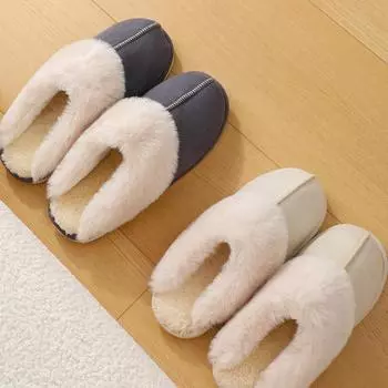 2024 корейская версия замшевых хлопковых тапочек для дома осень и зима пара толстых волос нескользящие тапочки наступать на дерьмо хлопковые женские туфли 36-37 (recommended 35-36 feet)