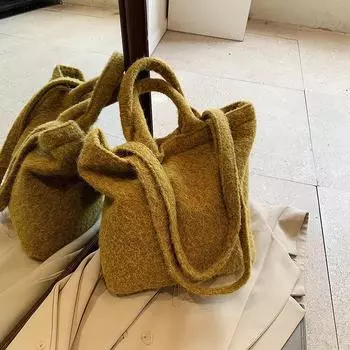 2024 Корейская женская сумка через плечо большой вместимости, супермягкая - Коллекция Осень/Зима 20*20*13+32*10.5*33 зелёный