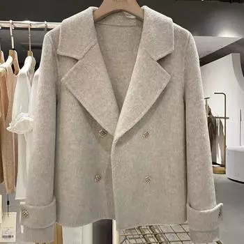2024 Корейский стиль Двусторонний Кашемировый Короткий Пальто Для Женщин S