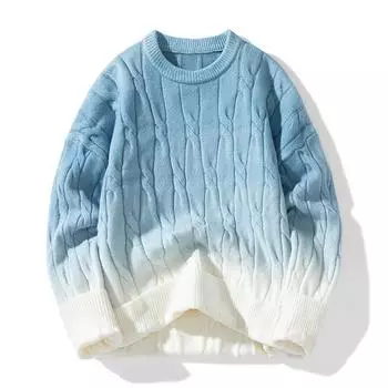 2024 корейский трикотаж свободный объемный трикотажный пуловер новый круглый вырез свитер осень зима теплые парные свитера топы L небесно-голубой