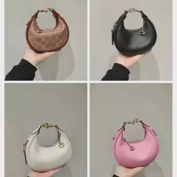 2024 Koujia Jonie Mini Half-Moon Crossbody Leather Bag - женская сумка для переноски и ношения на плече 15 x 7 x 6 cm чёрный