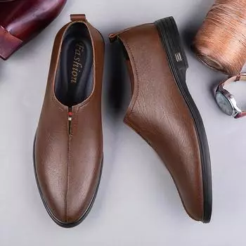 2024 Кожаные мужские туфли Повседневные роскошные итальянские мягкие мужские мокасины ручной работы Мужские дышащие туфли-лодочки Оксфорды 38 чёрный