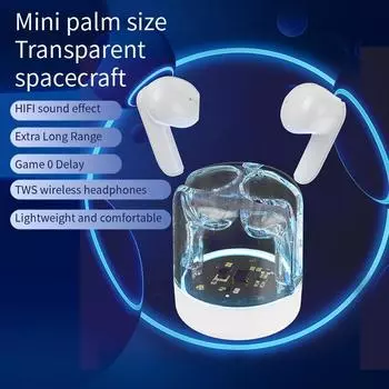 2024 Красочный дышащий свет, прозрачная TWS Bluetooth-гарнитура, настоящие беспроводные гарнитуры, наушники с тяжелыми басами и сенсорным управлением